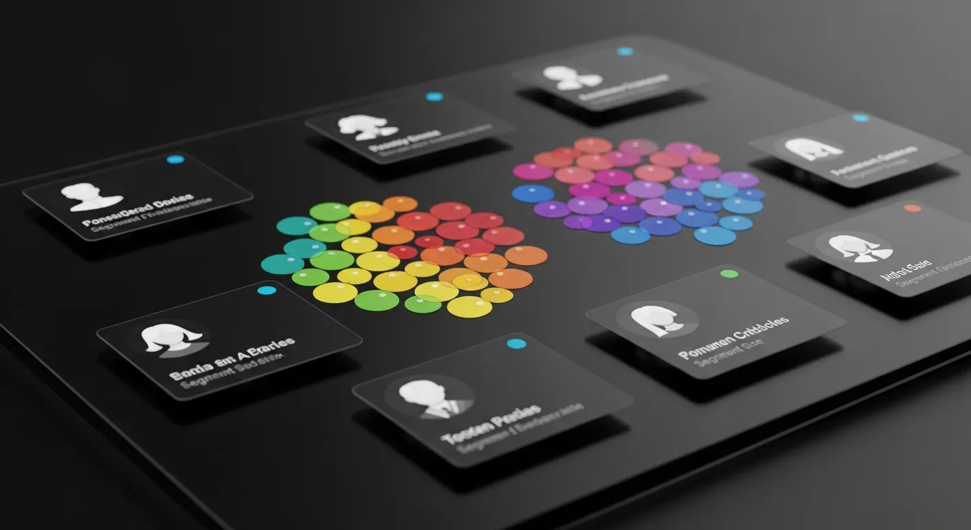 Market segmentation data visualization showing consumer cluster analysis and persona development dashboard