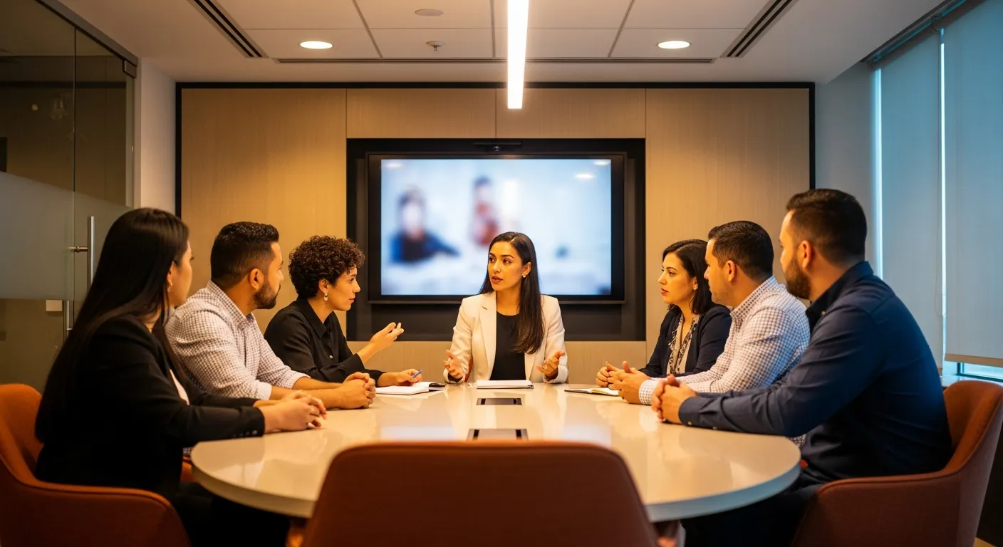 Native bilingual moderator leading Spanish market research focus group with Latin American consumers